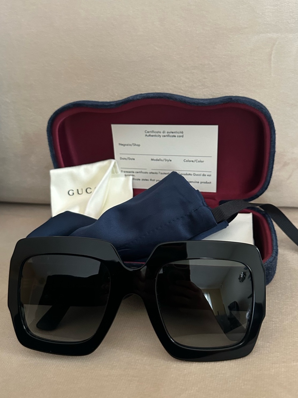Gucci Black Oversized Square Acetate Sunglasses